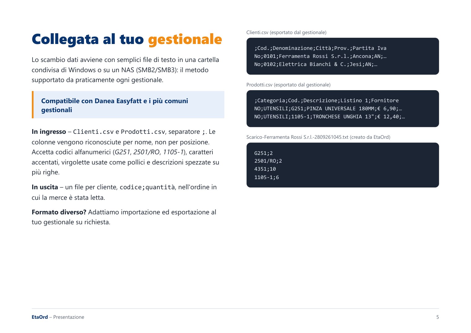 EtaOrd – collegata al tuo gestionale