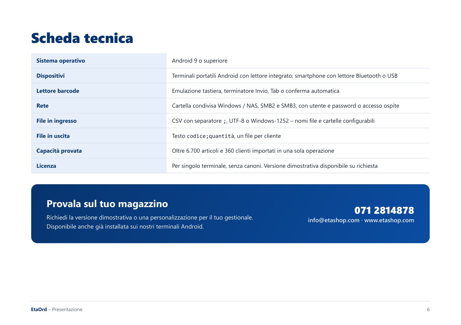 EtaOrd – scheda tecnica e contatti