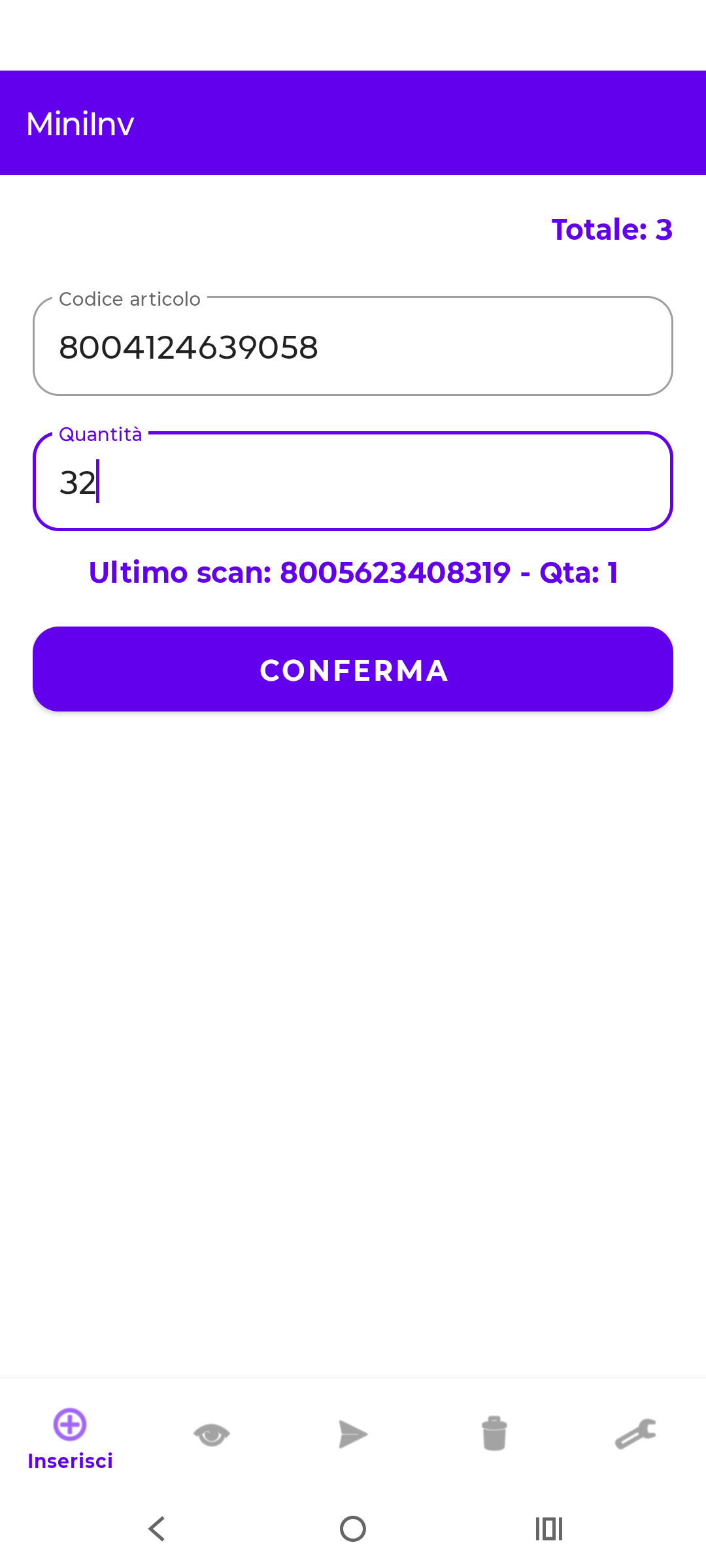 Visualizzazione dati MiniInv